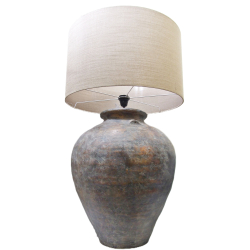 Lampa ceramiczna prążkowana Rustykalna z abażurem 92cm
